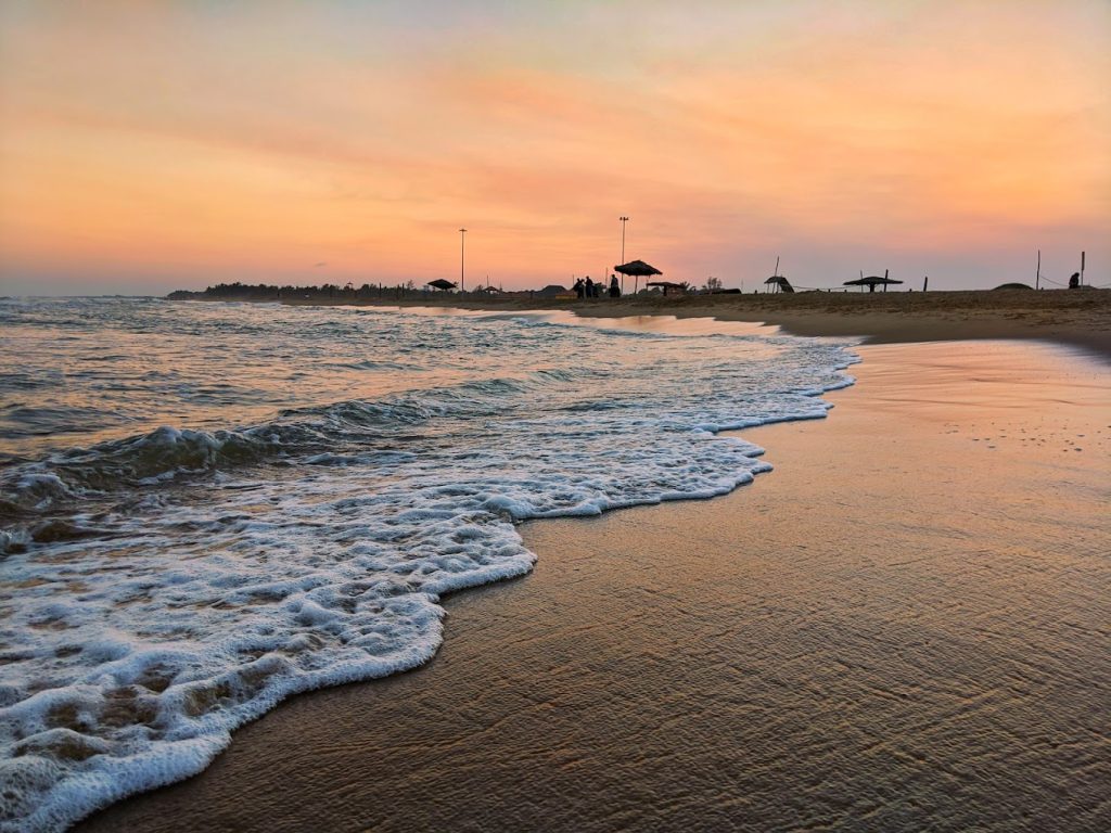 Waves on Paradise Beach at sunset